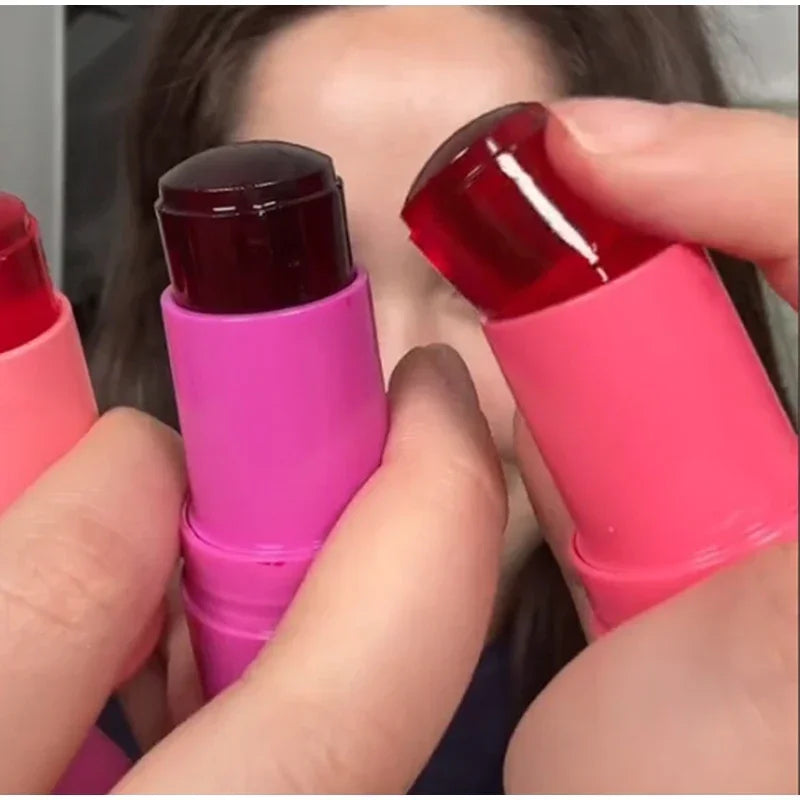 3-in-1 Milk Jelly Tint Facial Blusher Wand Moisturized Long Lasting Matte Rouge Cheek Contour Lipstick Sticker Beauty Makeup