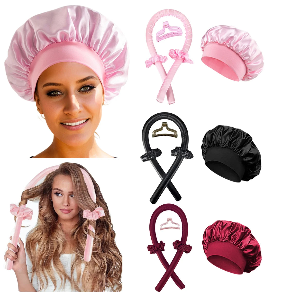 Heatless Curling Rod Headband No Heat Silk Curls Ribbon Hair Rollers Sleeping Soft Headband Lazy Hair Curlers Hair Styling Tools